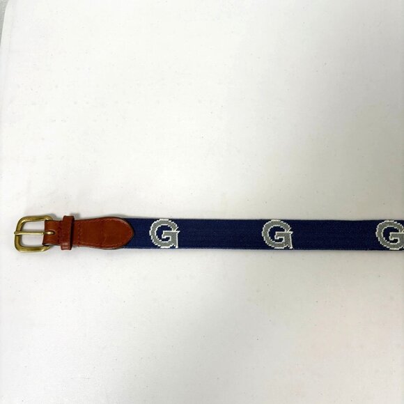 Smathers & Branson Needlepoint Belt Size 34 Georgetown University Brass Buckle - Picture 9 of 11